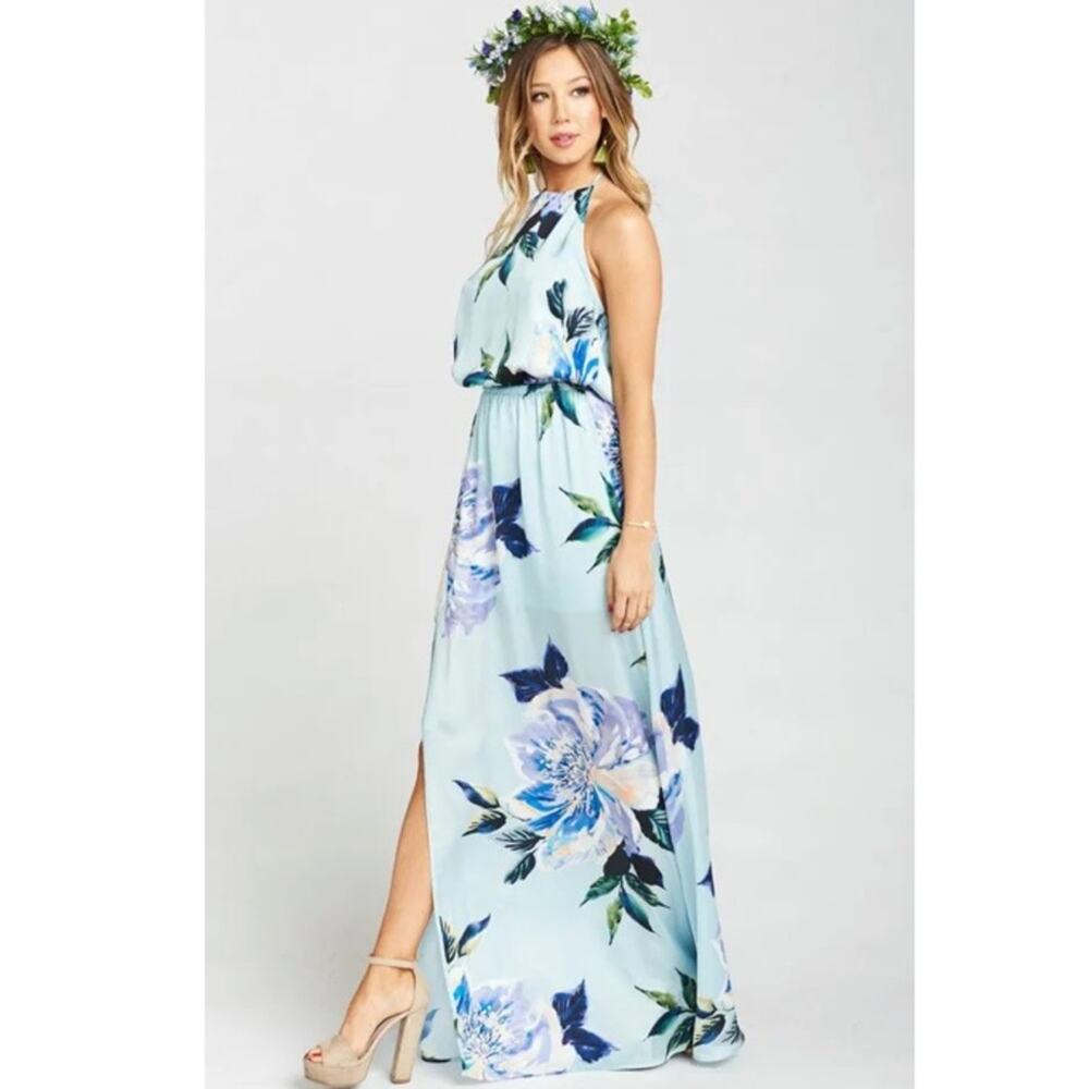 Show Me Your Mumu Womens Heather Halter Dress Size Medium Floral Blue Hawaii